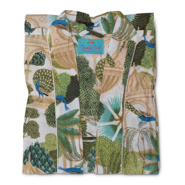 Humble & Mash Green Peacock Jungle Kimono
