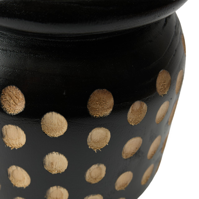 Thread Office Black Wooden Carved Spots Side Table