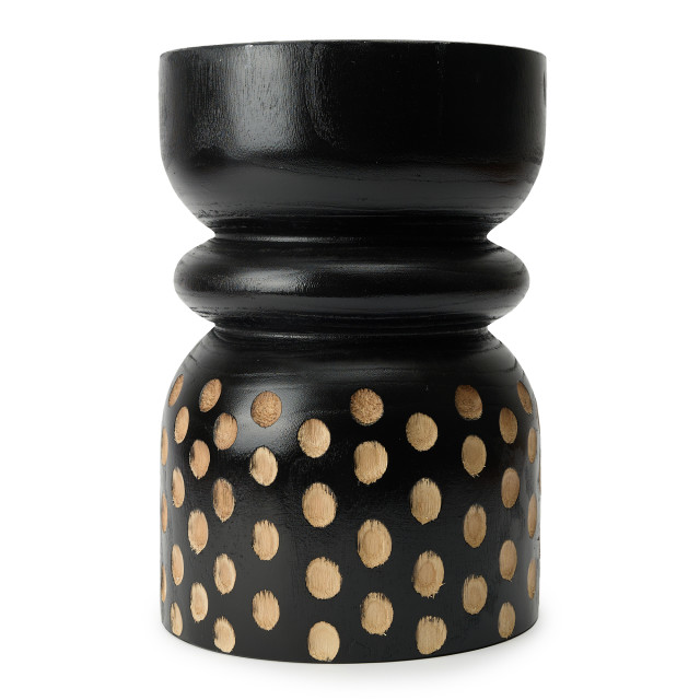 Thread Office Black Wooden Carved Spots Side Table