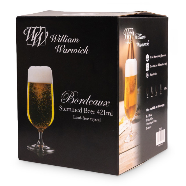 William Warwick Bordeaux Stemmed Beer Glasses, Set of 4