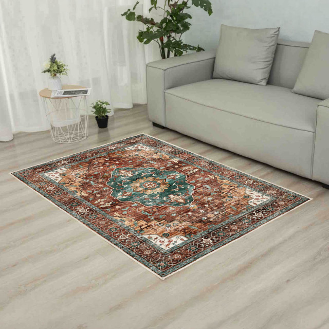 Rugs Original Kashan Spice Printed Area Rug
