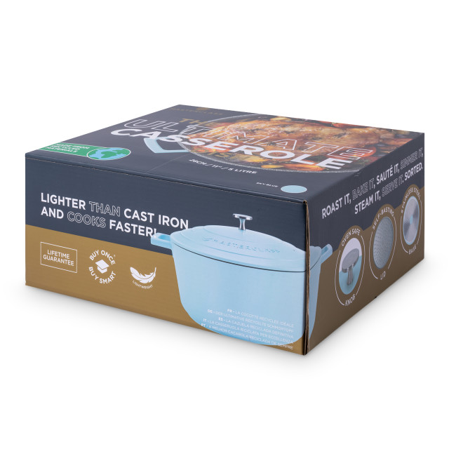 MasterClass Cast Aluminium Casserole Dish, 5L - Sky Blue