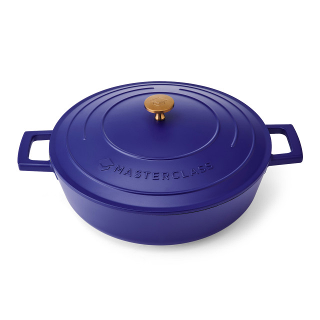 MasterClass Cast Aluminium Shallow Casserole Dish, 4L - Electric Blue