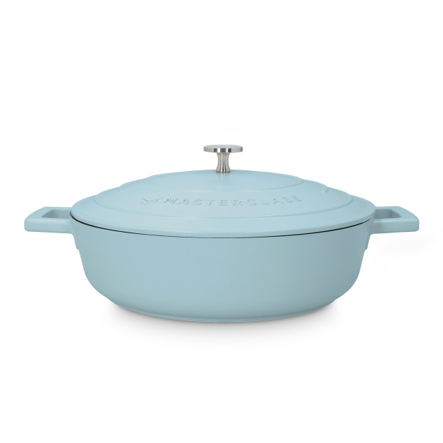 MasterClass Cast Aluminium Shallow Casserole Dish, 4L - Sky Blue