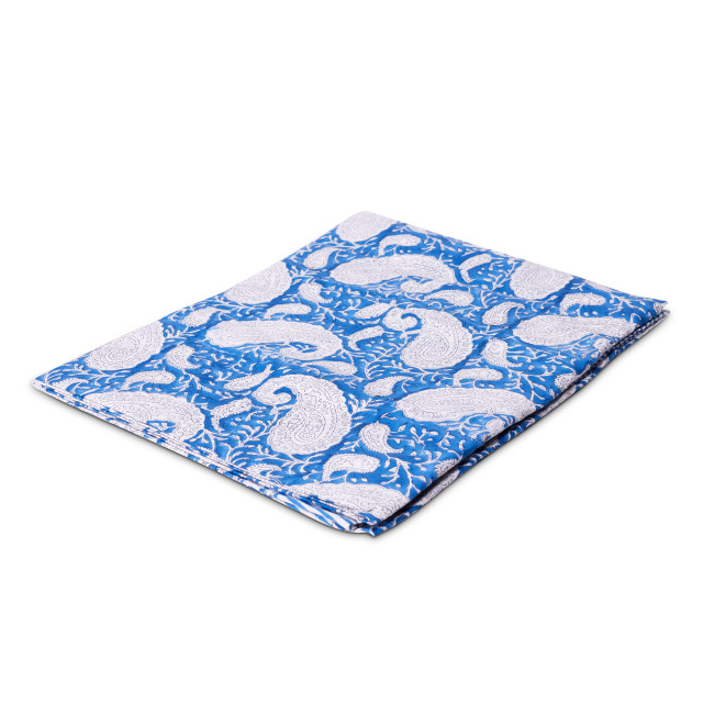 India Ink Blue Paisley Tablecloth, 160cm x 270cm