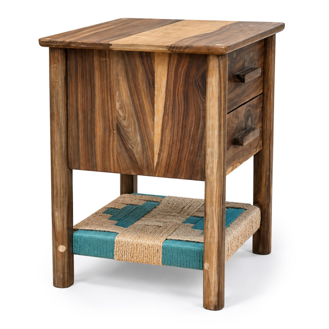 Homewood Cottonwood Omusha Ndebele Round Leg Bedside Table