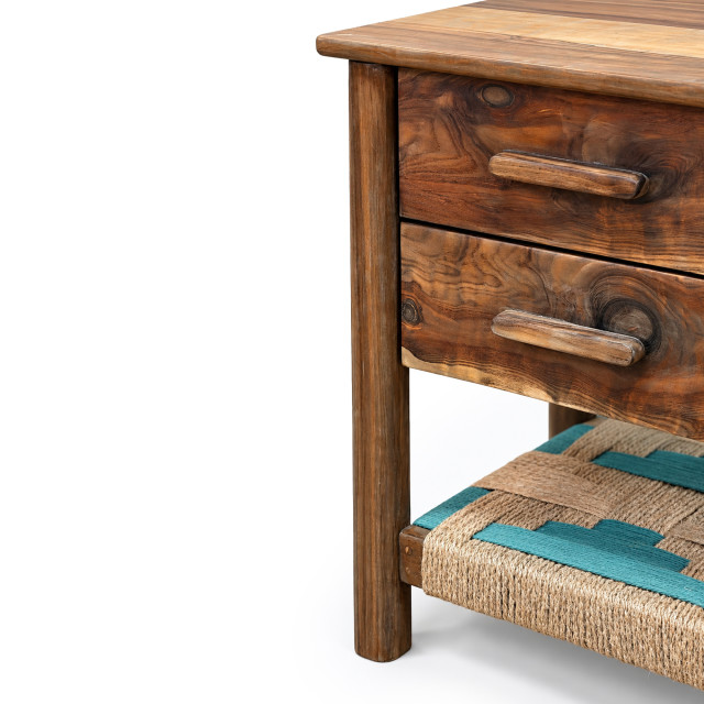 Homewood Cottonwood Omusha Ndebele Round Leg Bedside Table