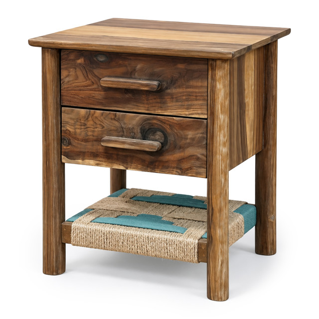 Homewood Cottonwood Omusha Ndebele Round Leg Bedside Table