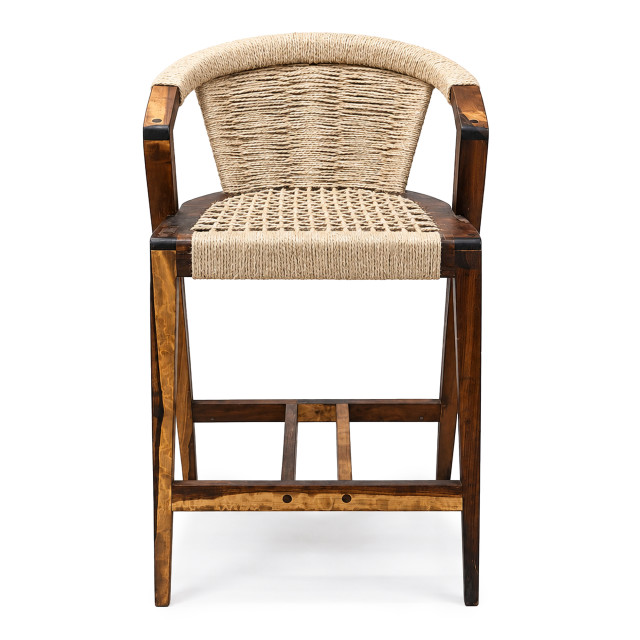 Homewood Cottonwood Duzu Arm Barstool Jute