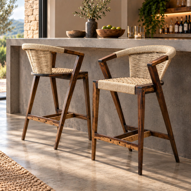 Homewood Cottonwood Duzu Arm Barstool Jute