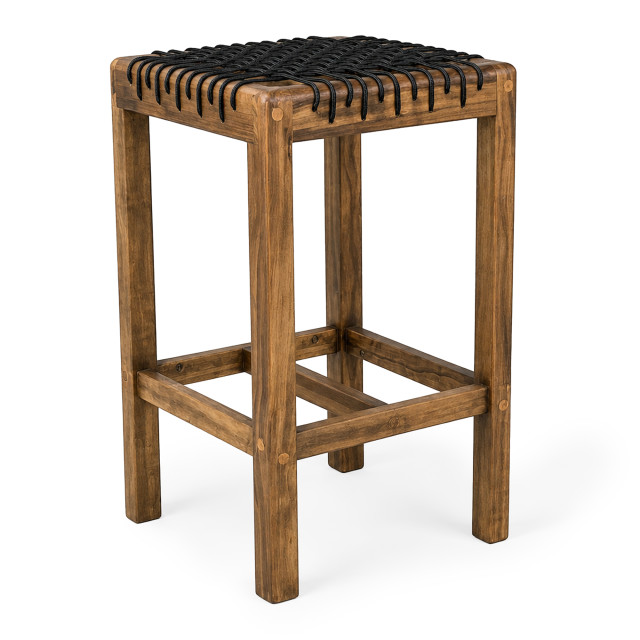 Homewood Cottonwood Baxter Riempie Backless Barstool - Black
