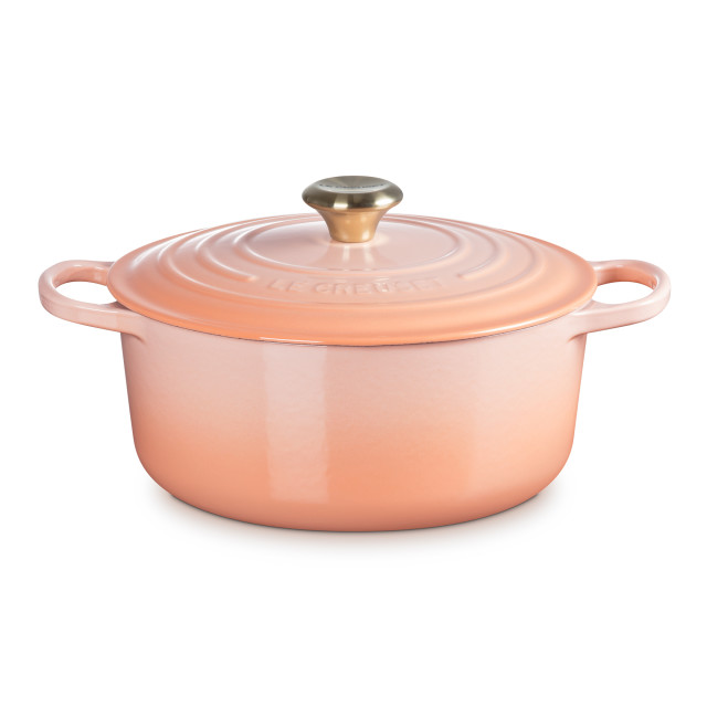 Le Creuset Peche Signature 5.3 Litre Round Cast Iron Casserole, 26cm