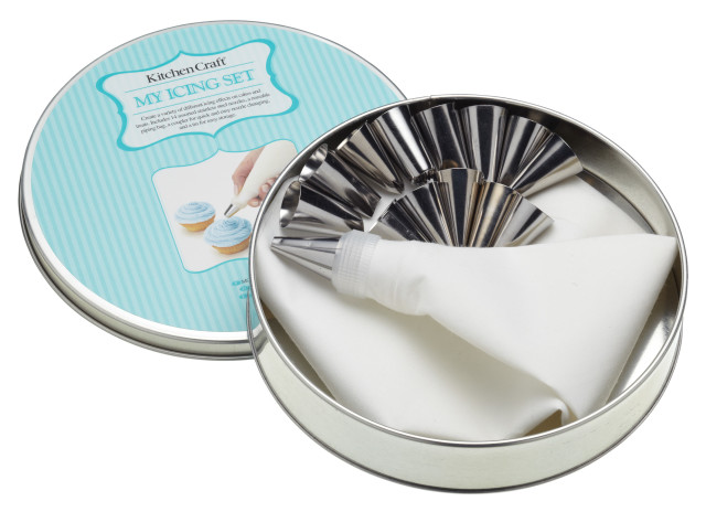 KitchenCraft Icing Nozzle Kit in a Tin, Set of 16
