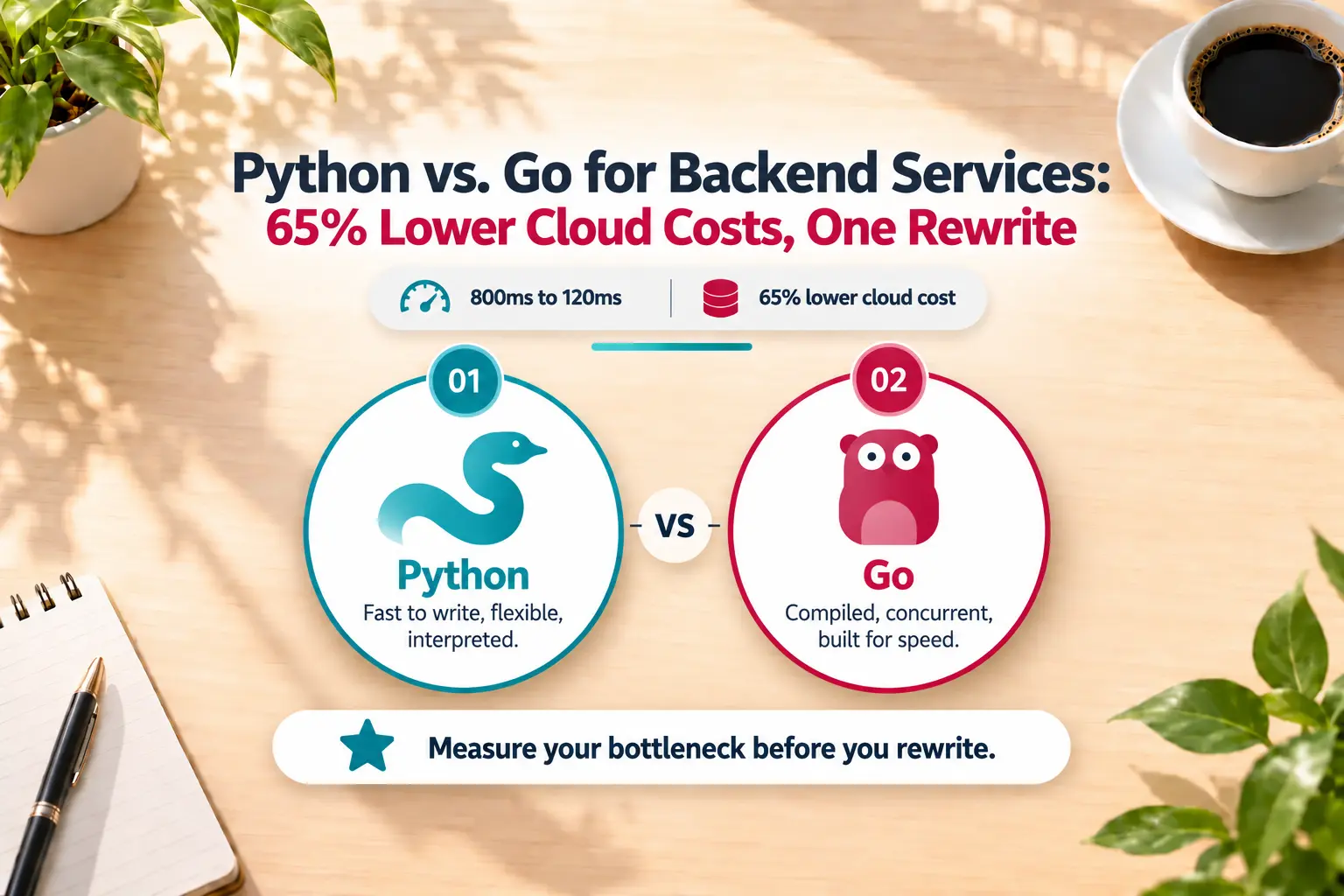 Python vs. Go for Backend Services: 65% Lower Cloud Costs, One Rewrite