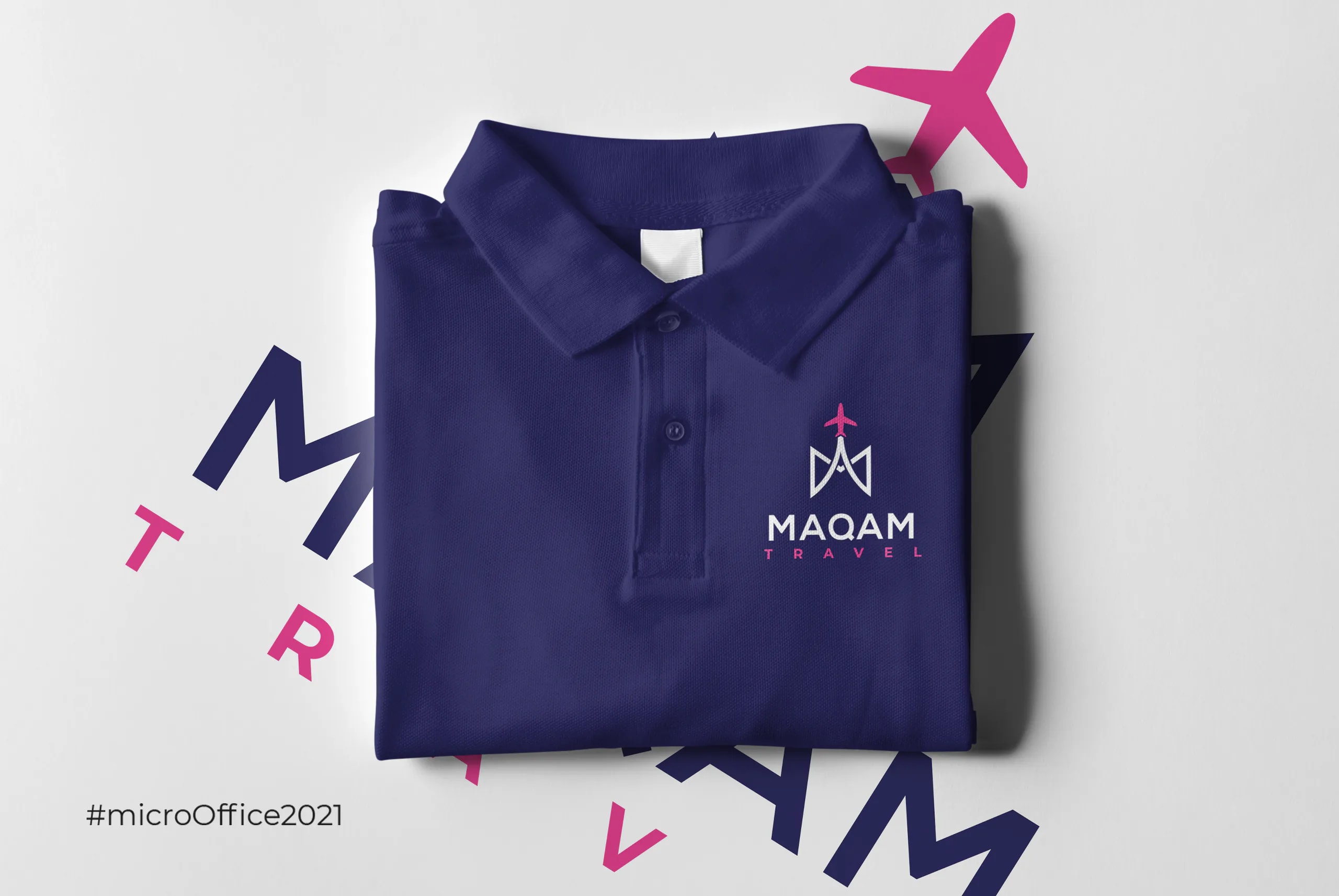 Polo marine floqué du logo Maqam Travel