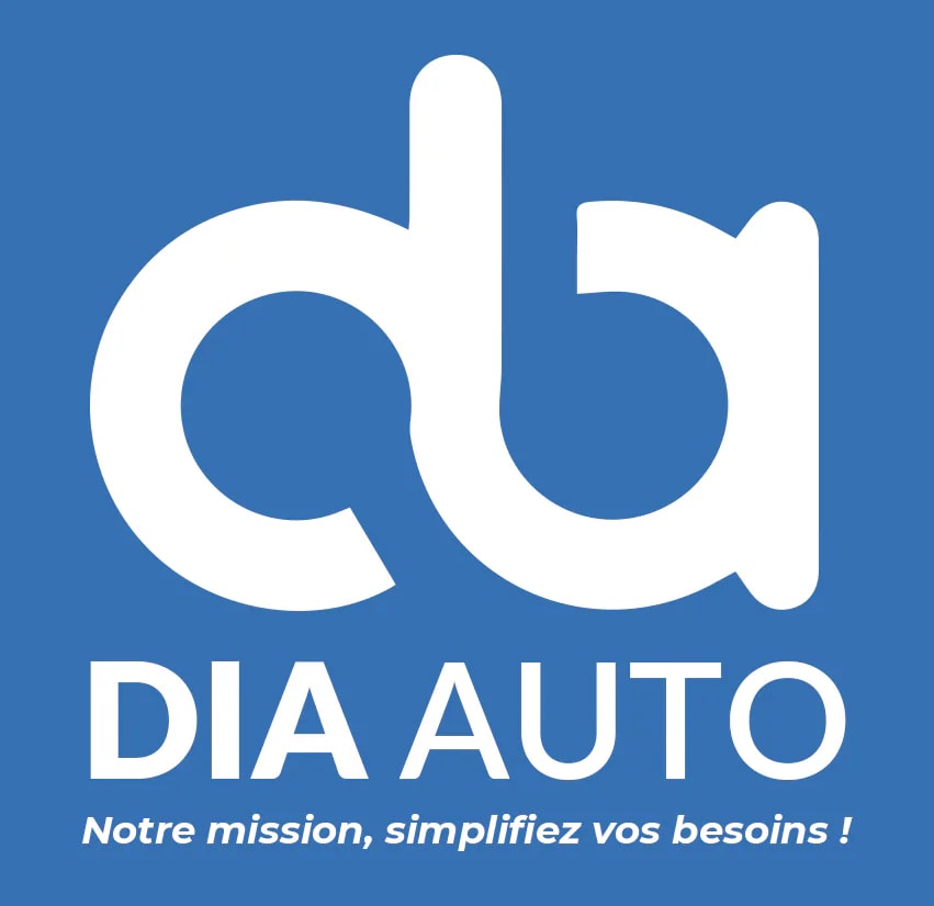 Logo Dia Auto en lettrage blanc sur fond bleu