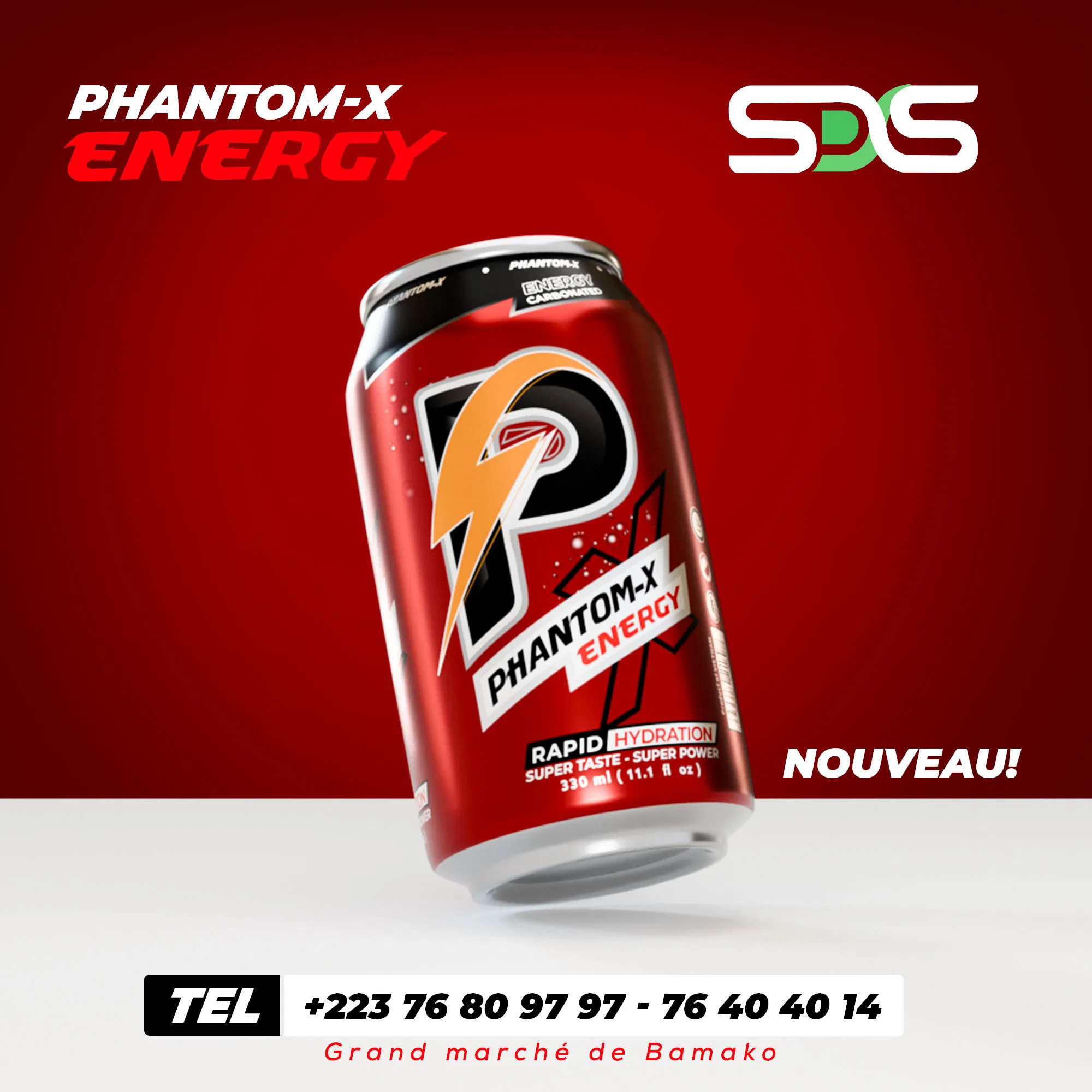 Visuel de lancement de la boisson énergisante Phantom-X
