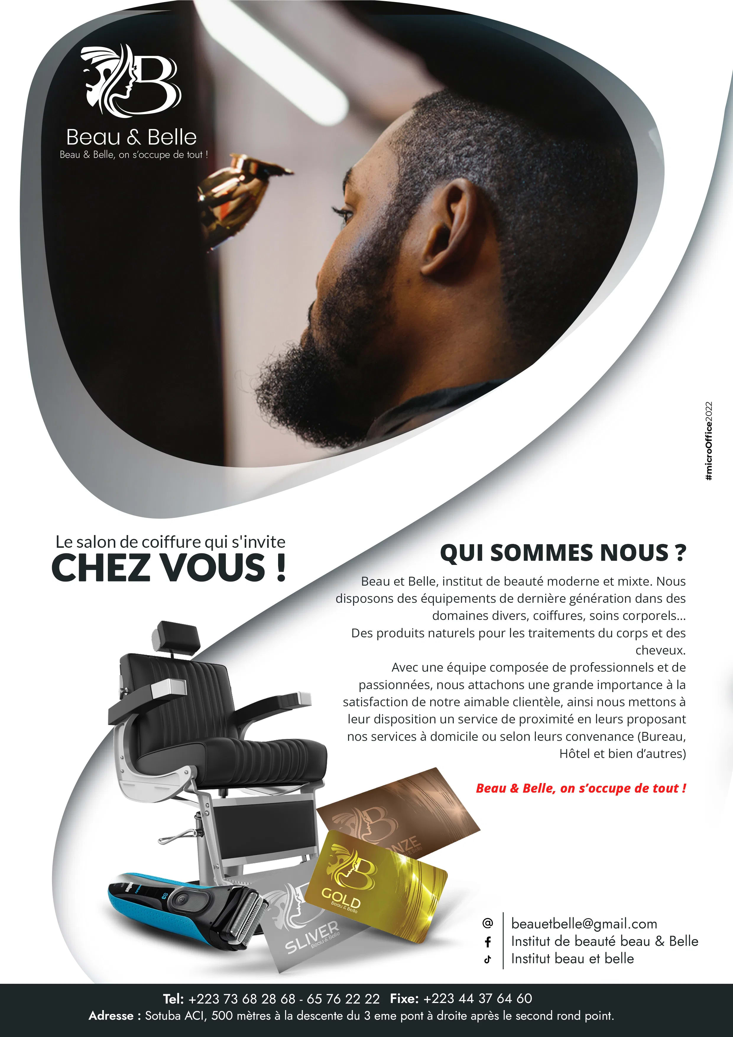 Flyer de présentation du salon de coiffure Beau & Belle