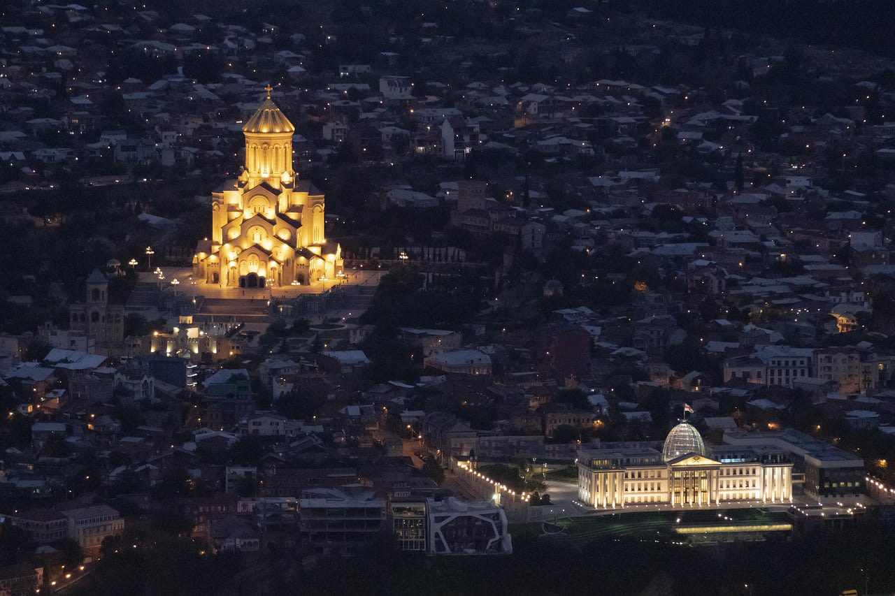 Tbilisi at Night — Sameba Cathedral & Presidential Palace