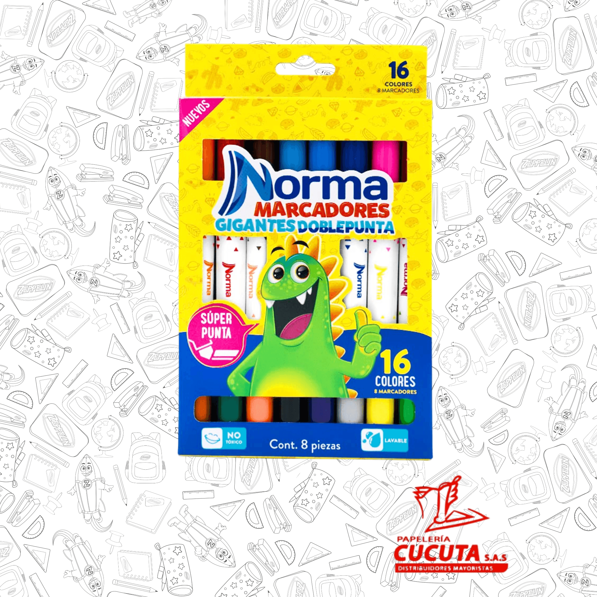 MARCADOR X 8 JUMBO DOBLE PUNTA GIGANTE NORMA