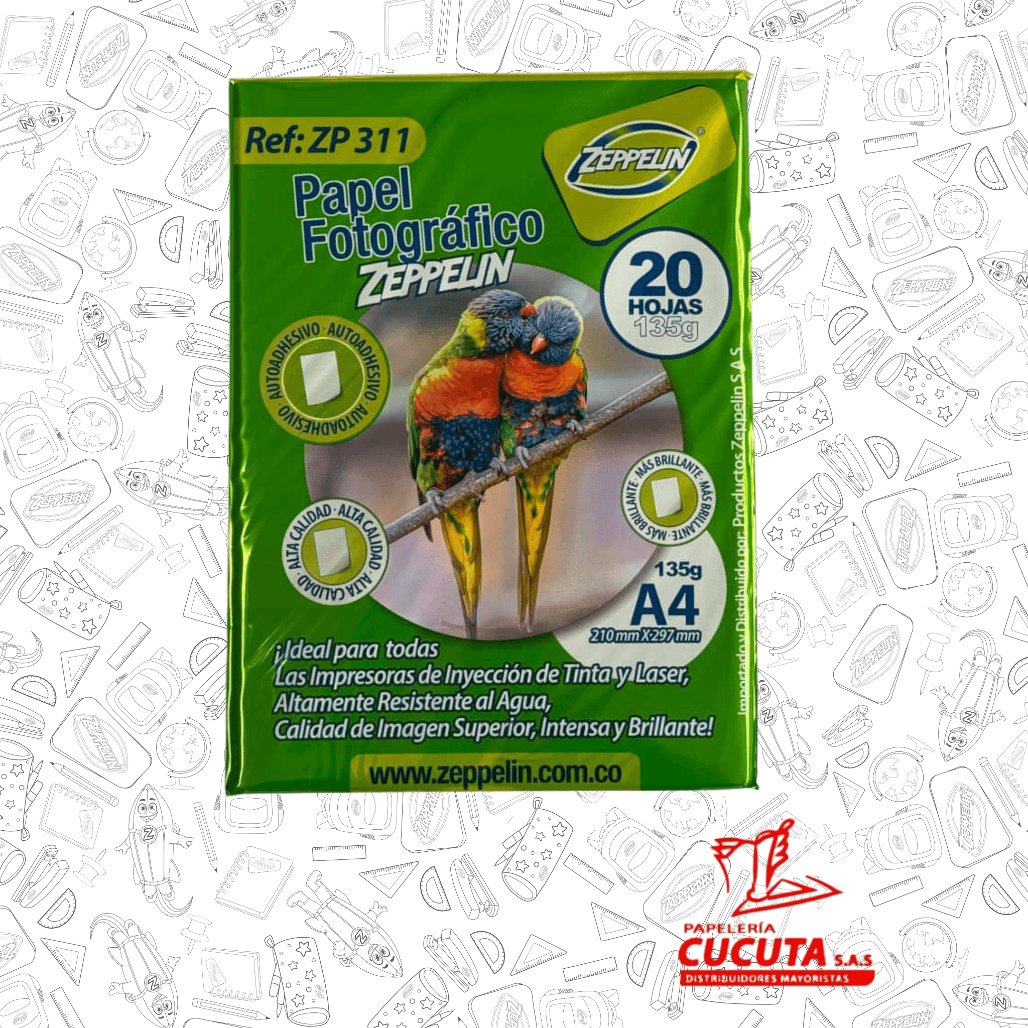 PAPEL FOTOGRAFICO CON ADHESIVO 135 G X 20 ZP 311 ZEPPELIN JOJO