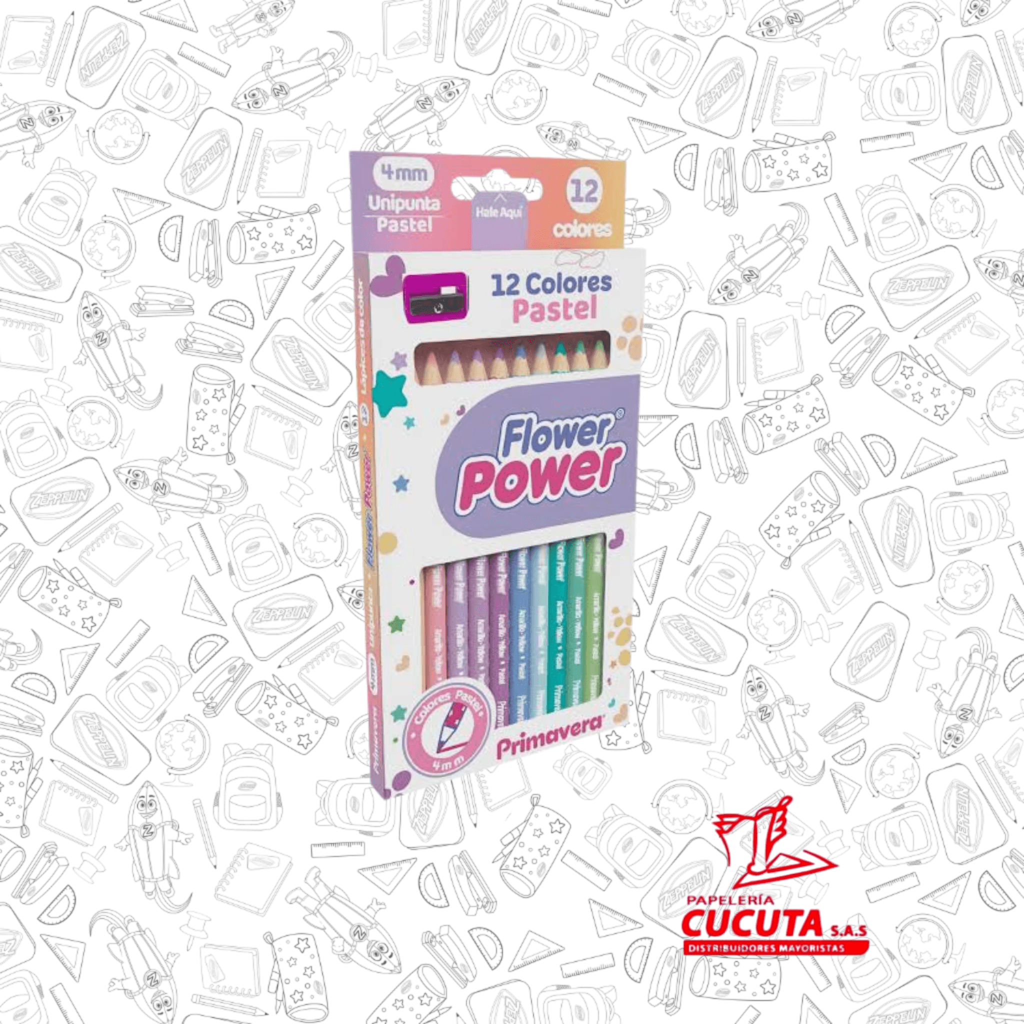 COLOR FLOWER POWER PASTEL X 12 PRIMAVERA