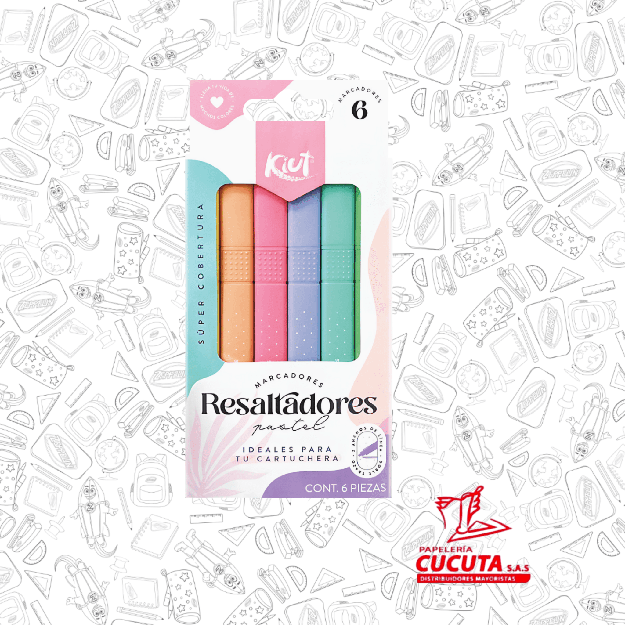 RESALTADOR DELGADO KIUT PASTEL X 6 NORMA