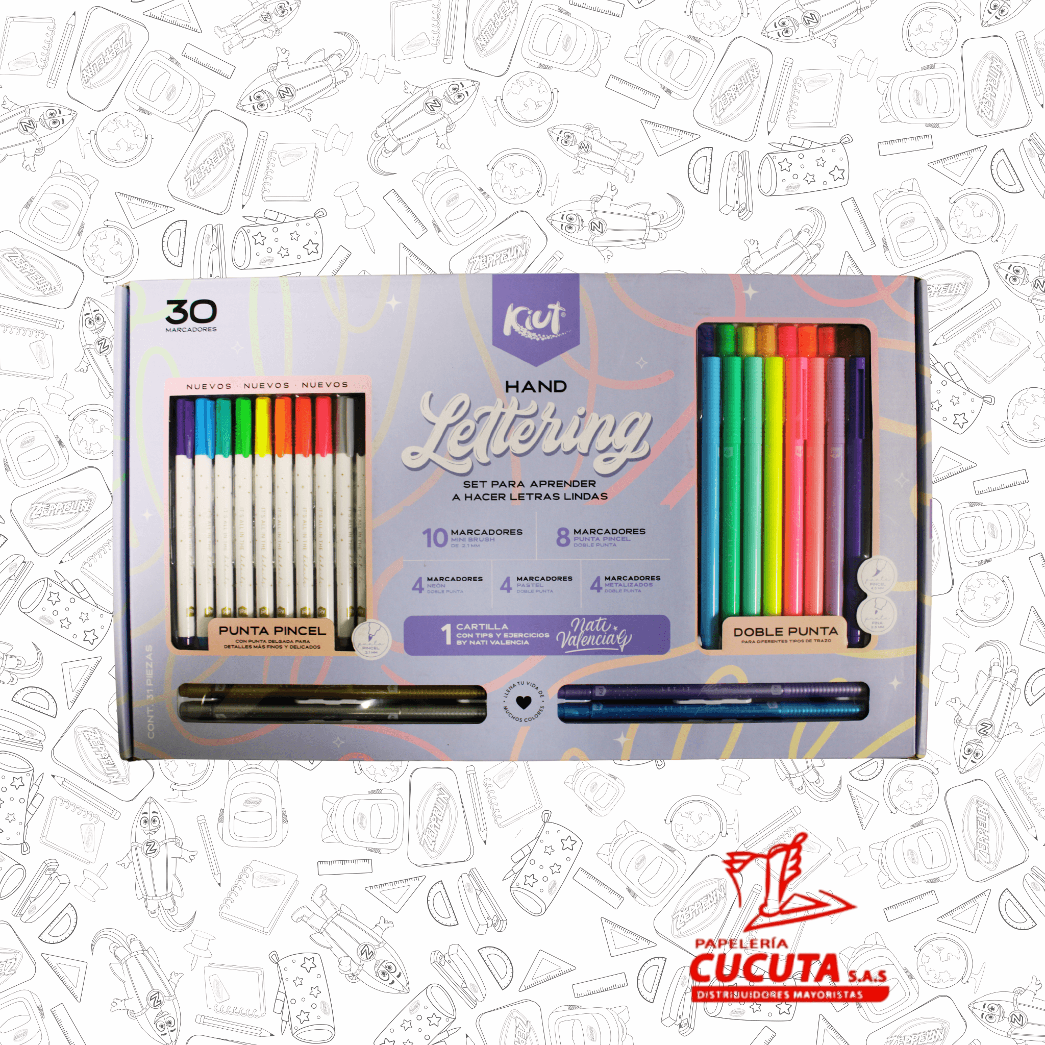 KIT DE LETTERING X30 MARCADORES + CARTILLA KIUT NORMA