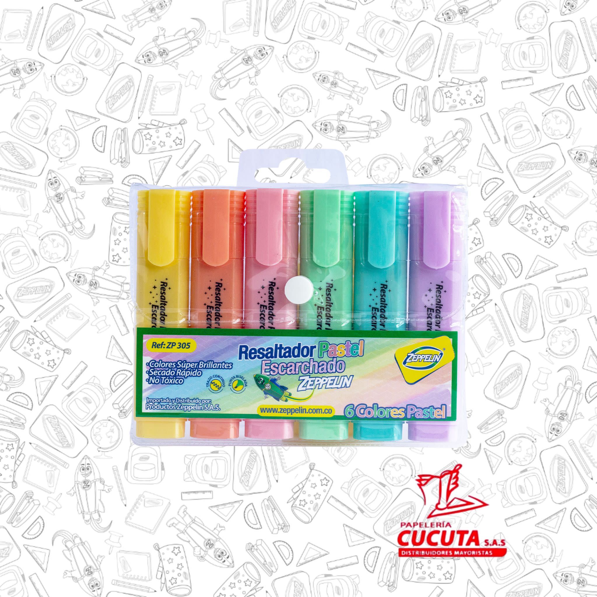 RESALTADOR PASTEL ESCARCHADO  X 6 ZP 305 ZEPPELIN