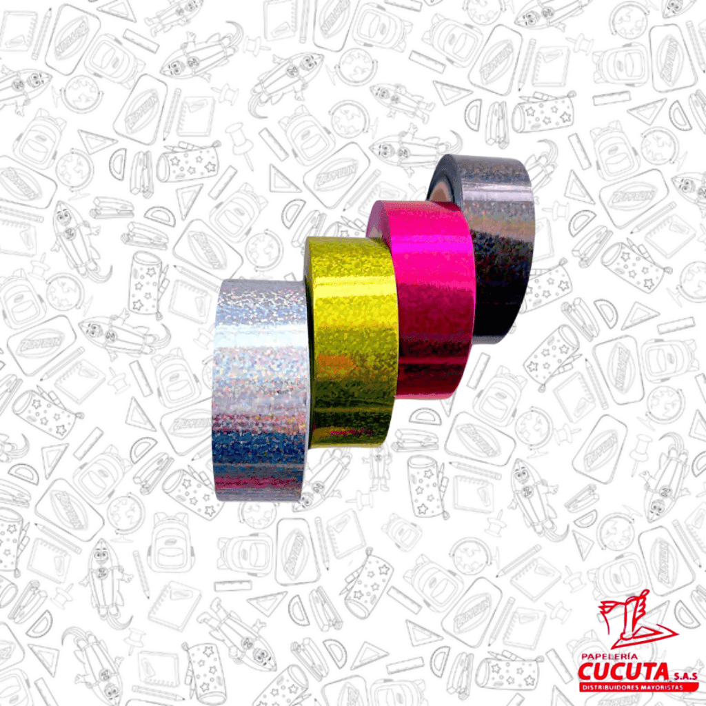 CINTA PAPEL ANCHA HOLOGRAFICA  3CM 50 YARDAS