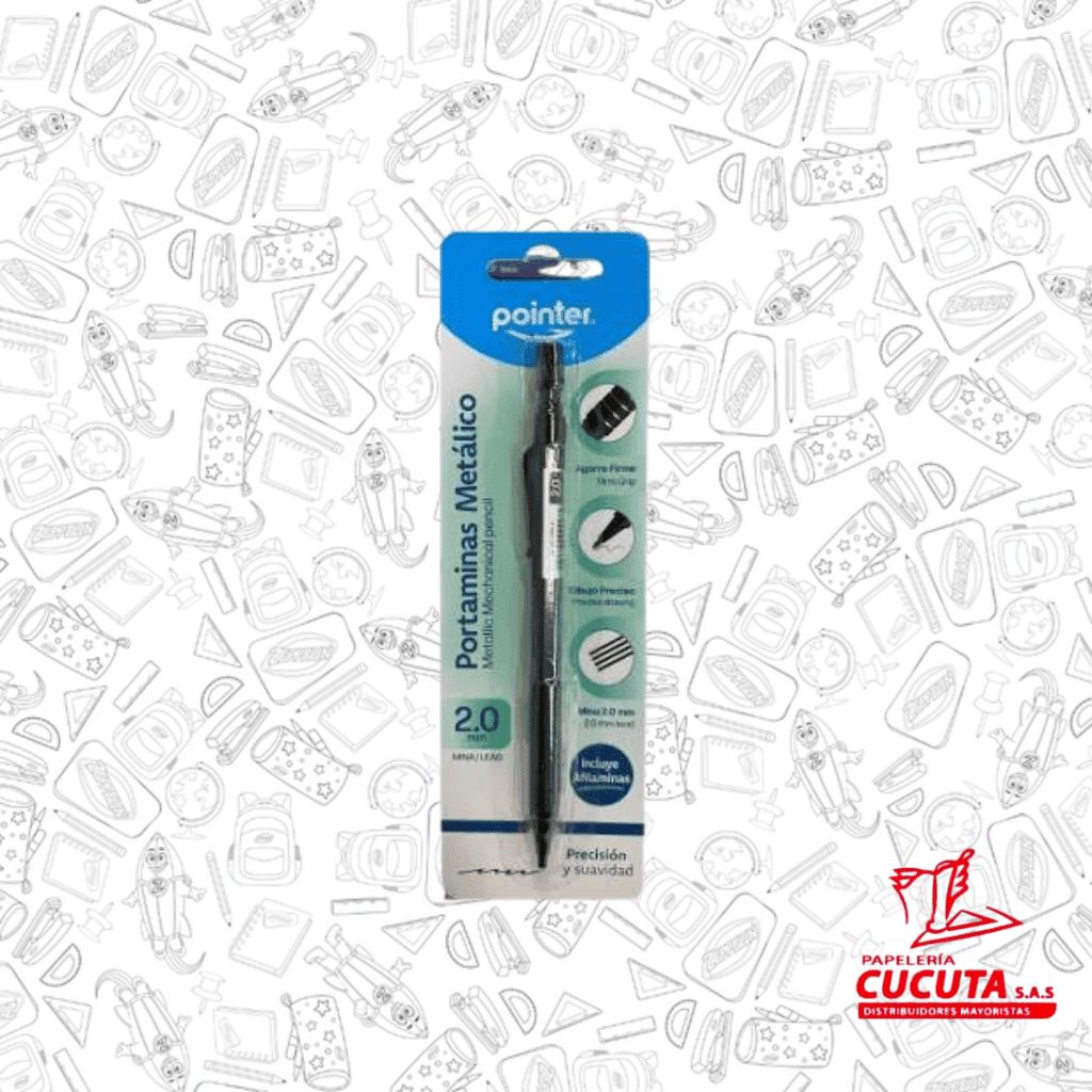 PORTAMINAS METALICO 2 MM CON SACAPUNTAS 2396-B POINTER