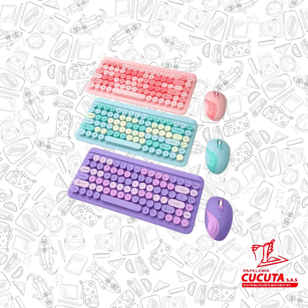 TECLADO CON MOUSE INALAMBRICO HK-08 COLORES