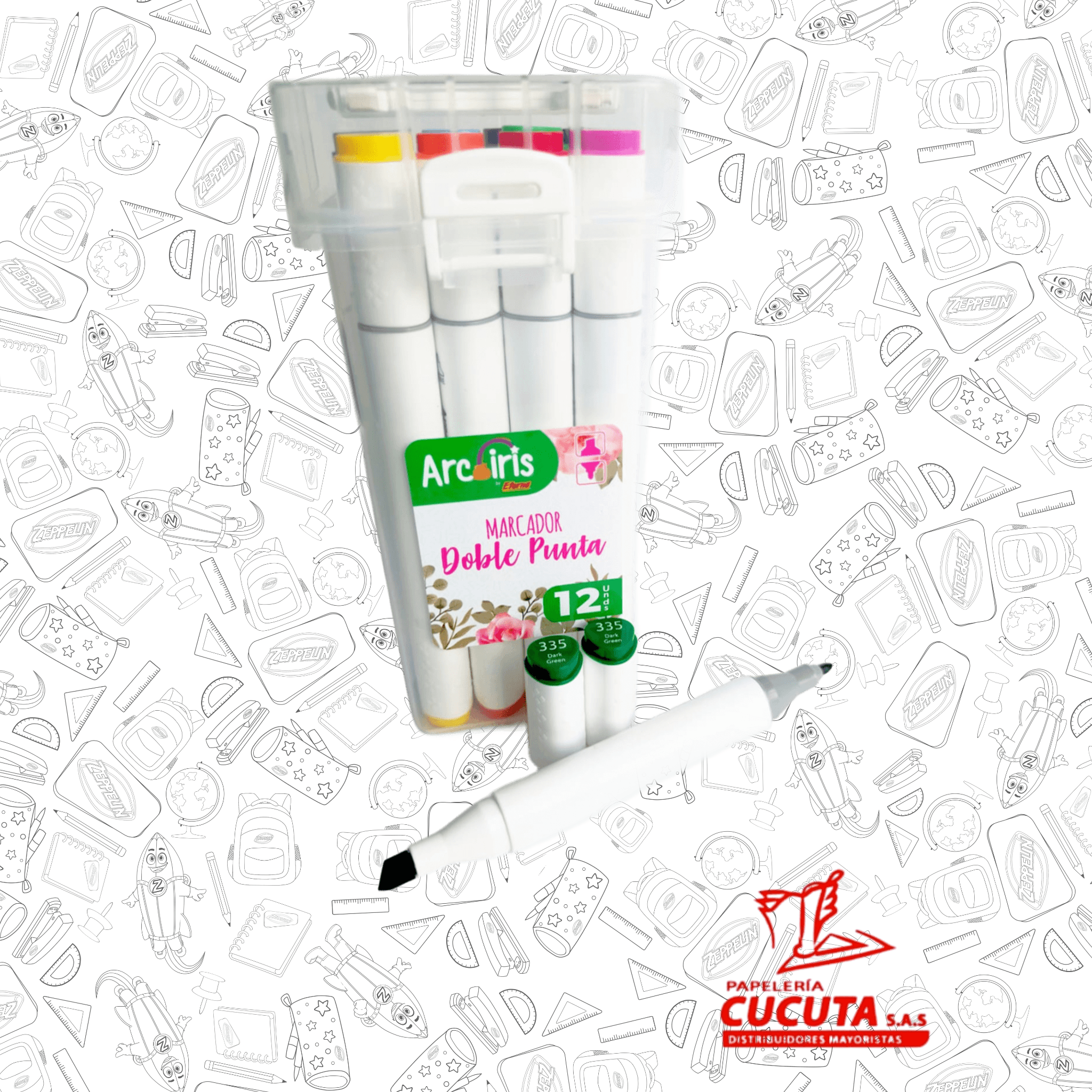 MARCADOR DOBLE PUNTA ARCOIRIS X 12 ETA568