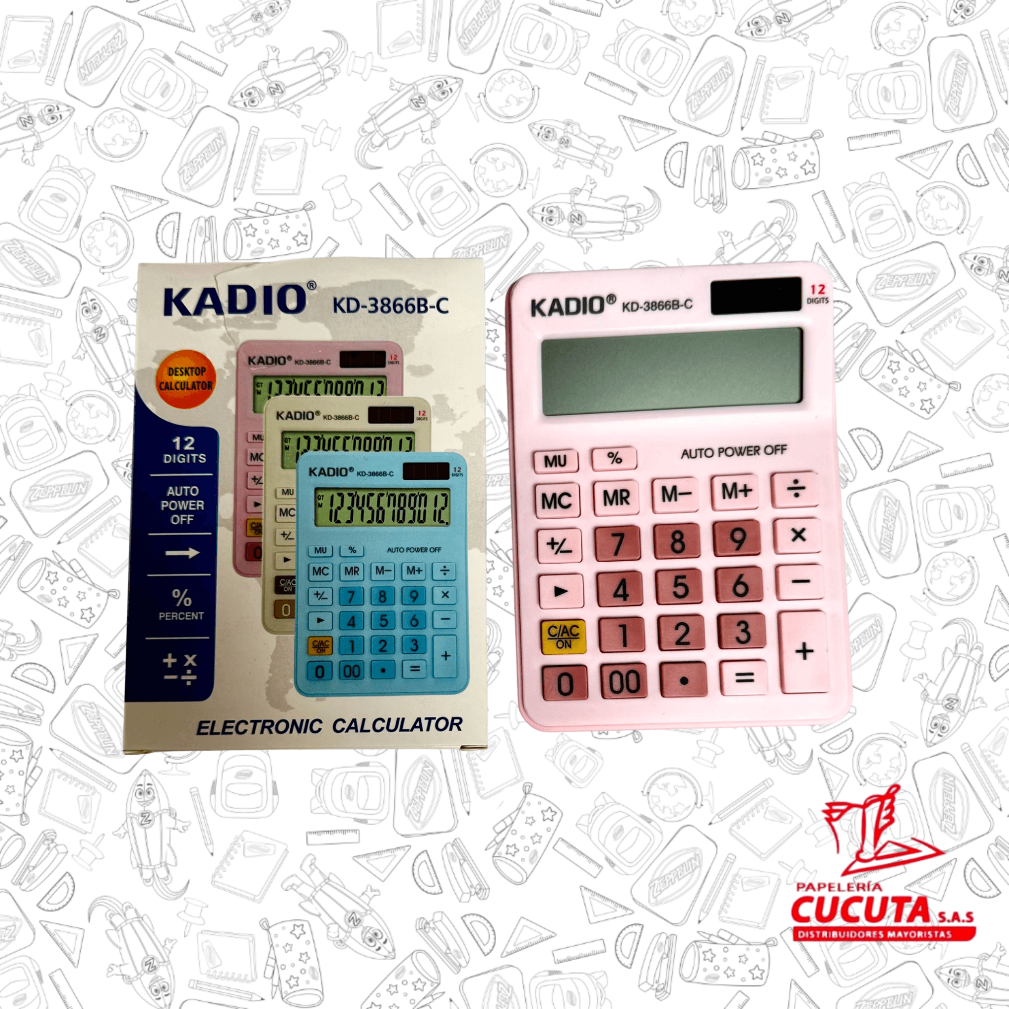 CALCULADORA KADIO 12 DG 3866B-C PASTEL