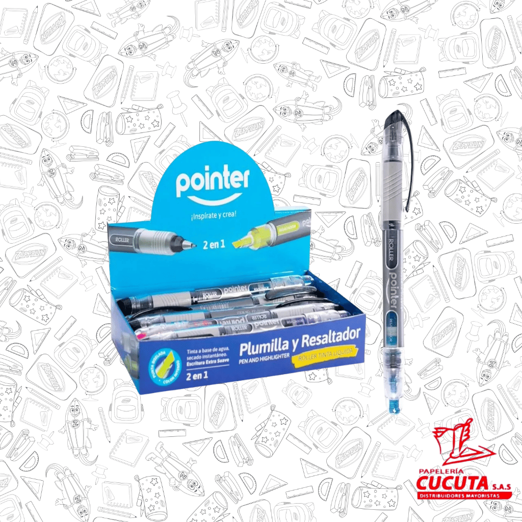 BOLIGRAFO ROLLER + RESALTADOR POINTER