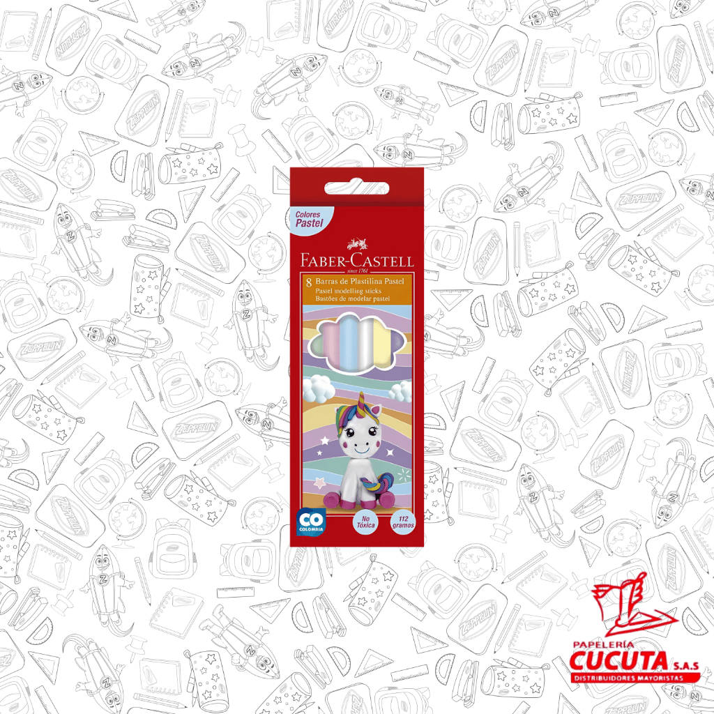 PLASTILINA PASTEL LARGA X 8 FABER