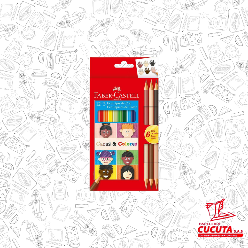 COLOR CARAS Y COLORES  X 12 +3  UNIPUNTA FABER