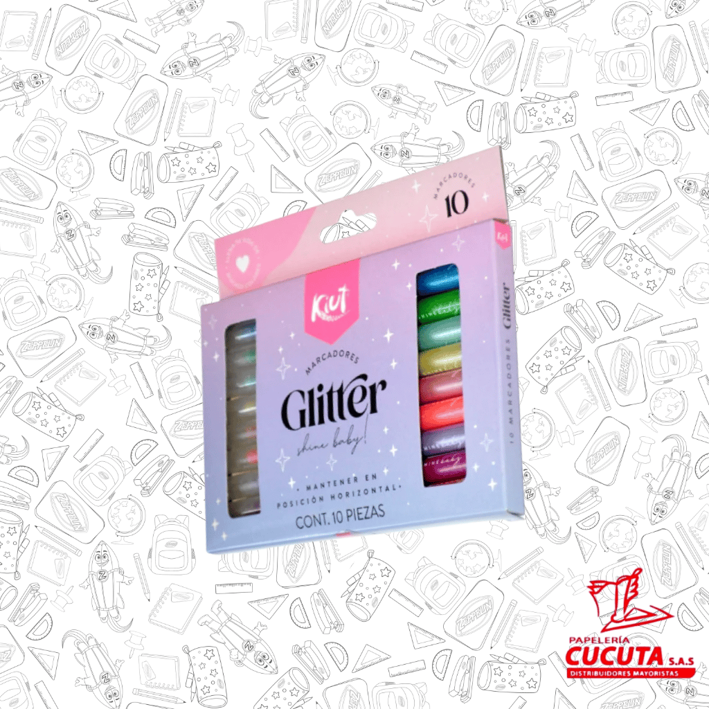 MARCADOR GLITTER X10 KIUT NORMA