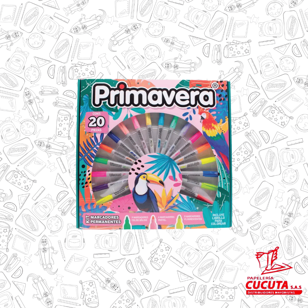 COMBO MARCADORES X 20 + CARTILLA COLOREAR PRIMAVERA
