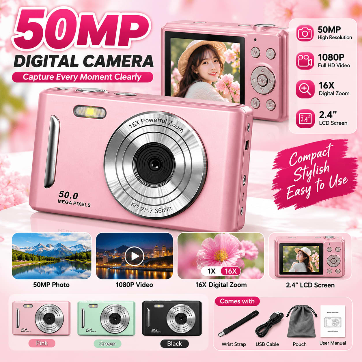 M26 50MP Digital Camera 16X Zoom | 2.4" Screen thumbnail 3