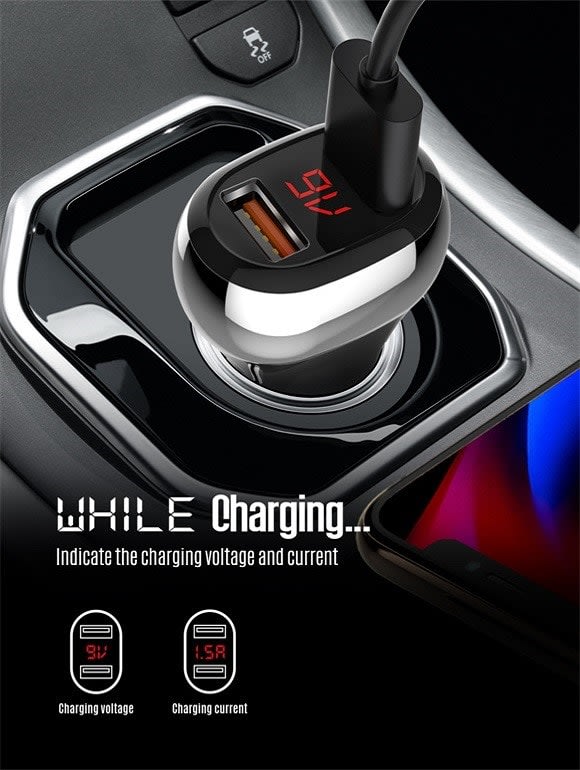 LDNIO C2 36W LED Display Dual USB Car Charger thumbnail 3