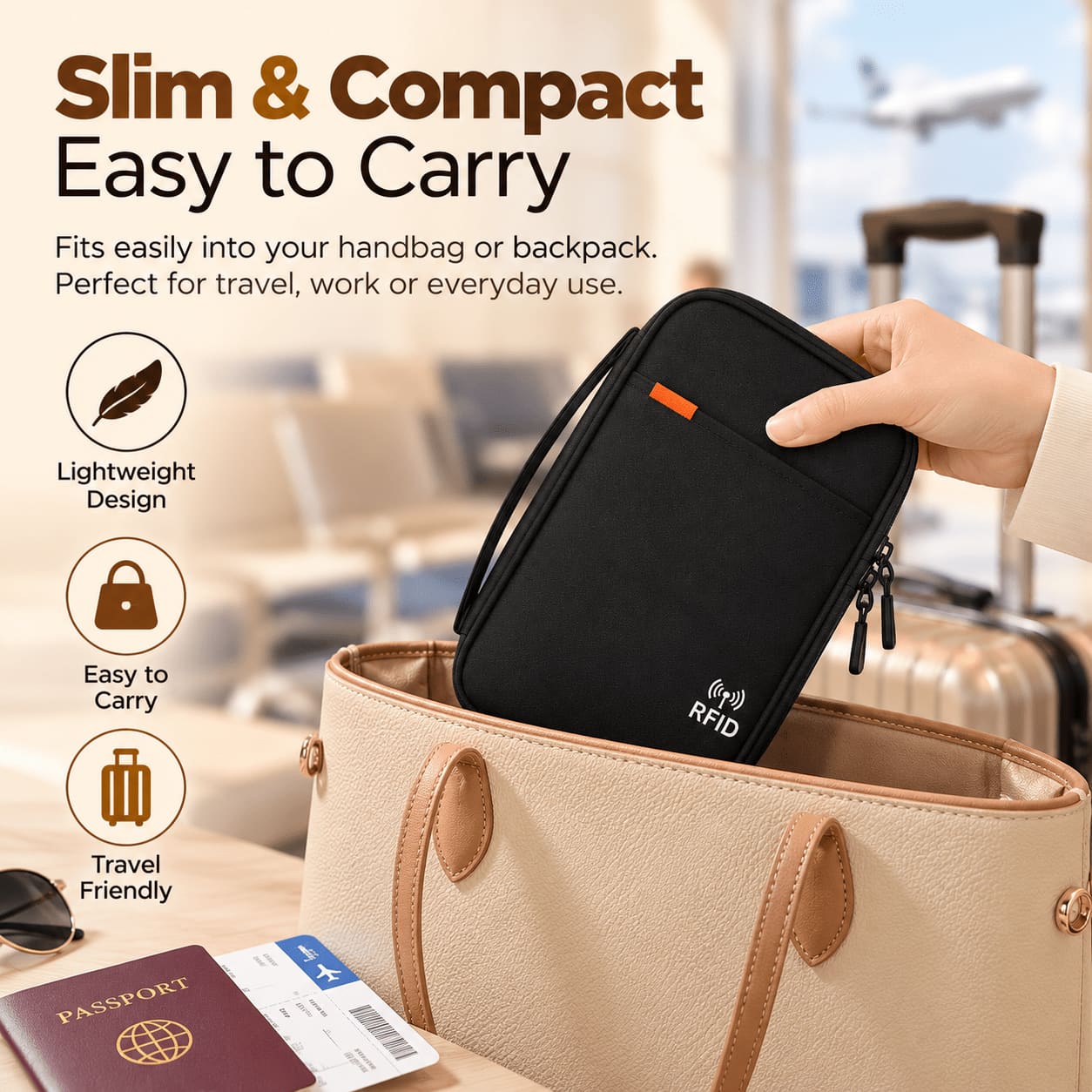 RFID Blocking Passport Bag – Travel Passport Holder & Organizer thumbnail 2