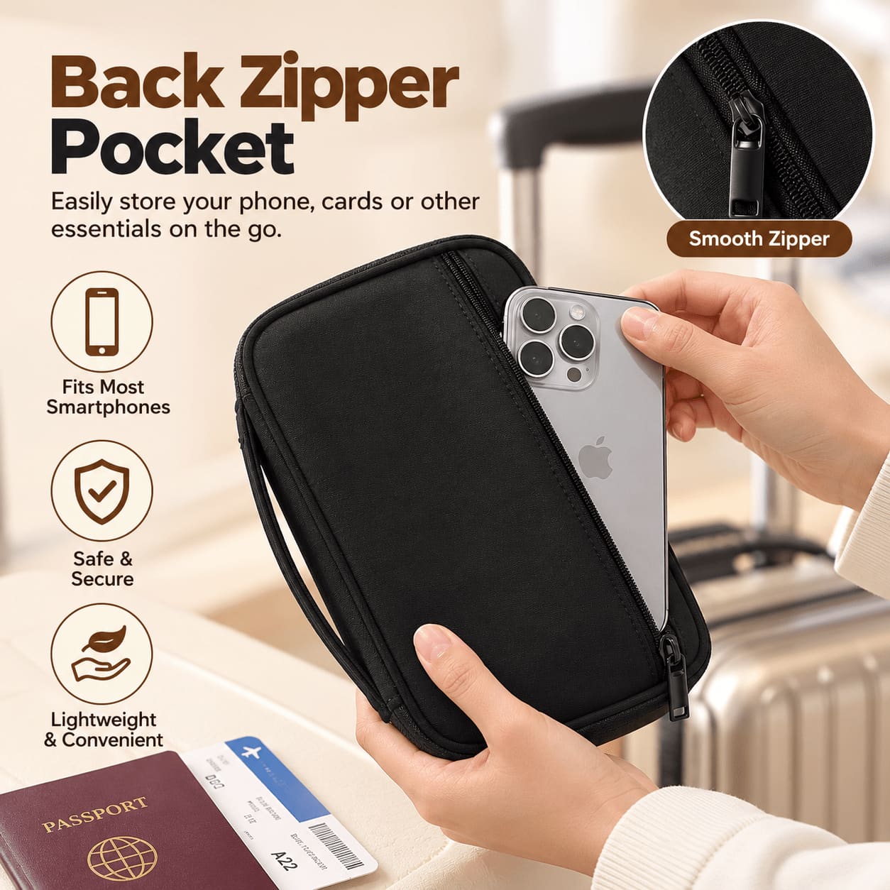 RFID Blocking Passport Bag – Travel Passport Holder & Organizer thumbnail 5