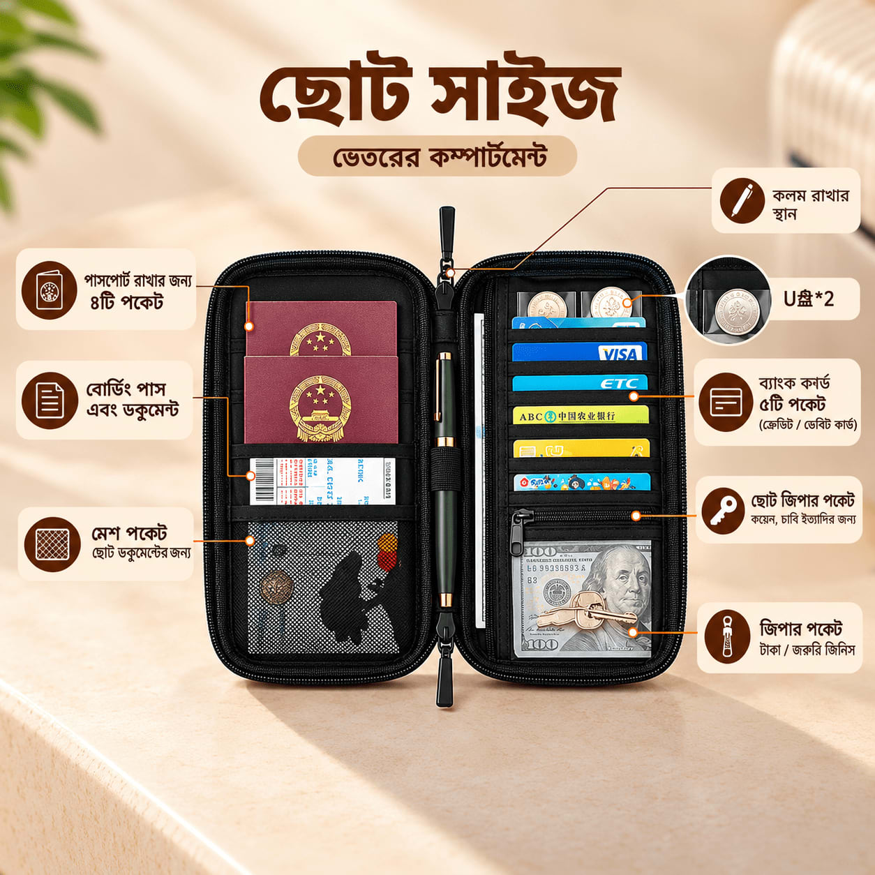 RFID Blocking Passport Bag – Travel Passport Holder & Organizer thumbnail 9