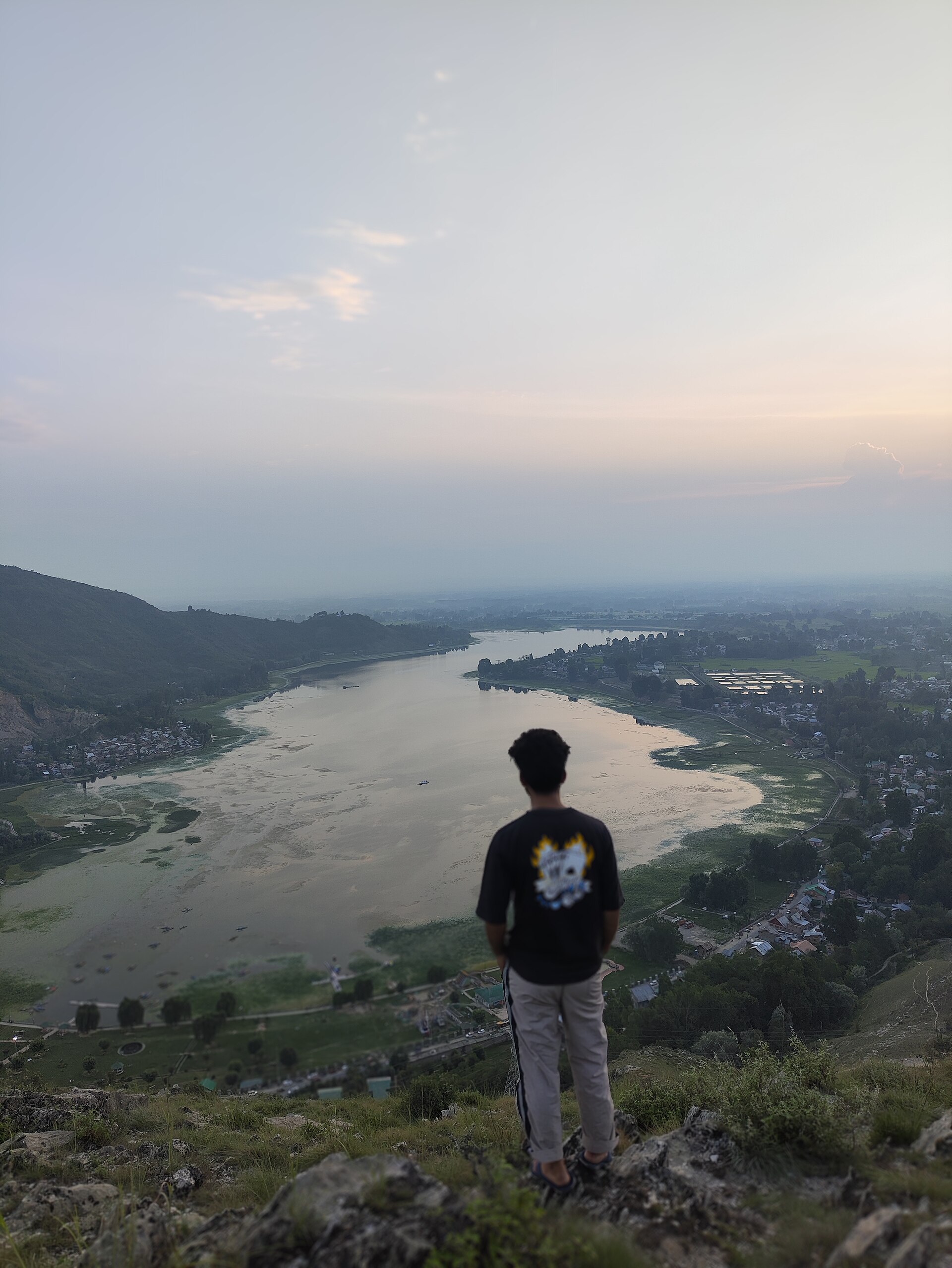 Manasbal Lake seen from the hills above it.