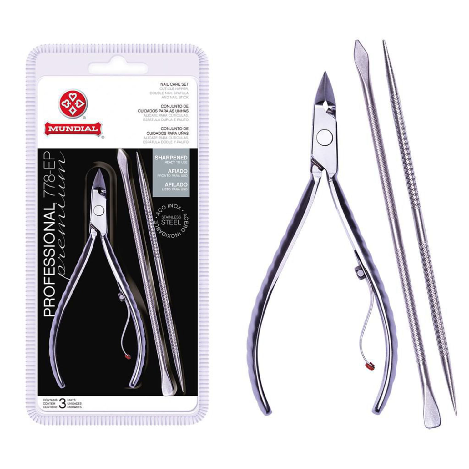 ALIC CUT MUNDIAL 778 INOX+ESPATULA DUPLA+PALITO(E)