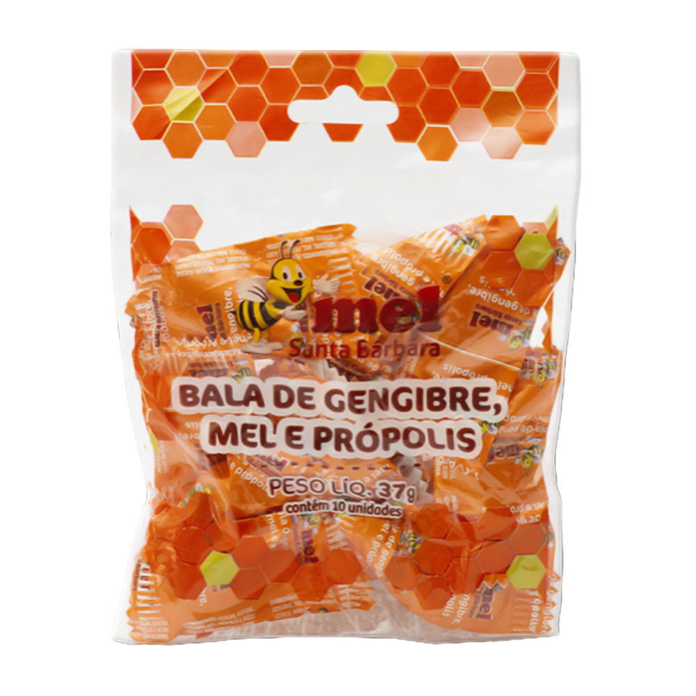 BALA GENGIBRE STA BARBARA MEL E PROPOLIS 10UNID