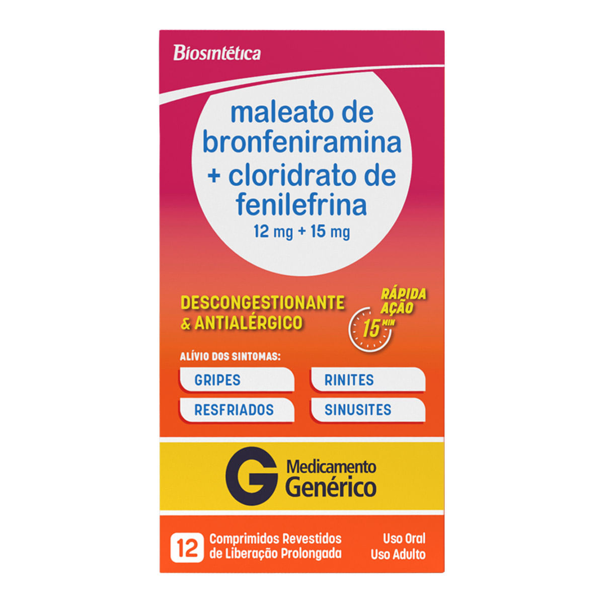 BRONF+FENIL12MG+15MG C/12CPR BST-GENERICO