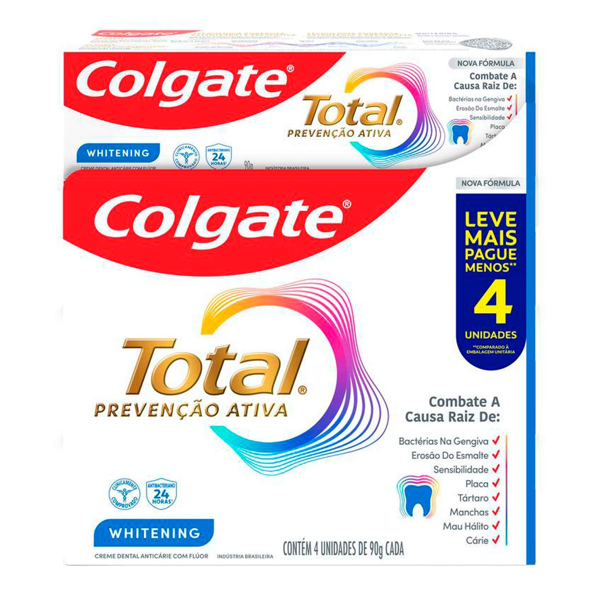 KIT CR DENT COLGATE TOTAL WHITE 90G 4UN