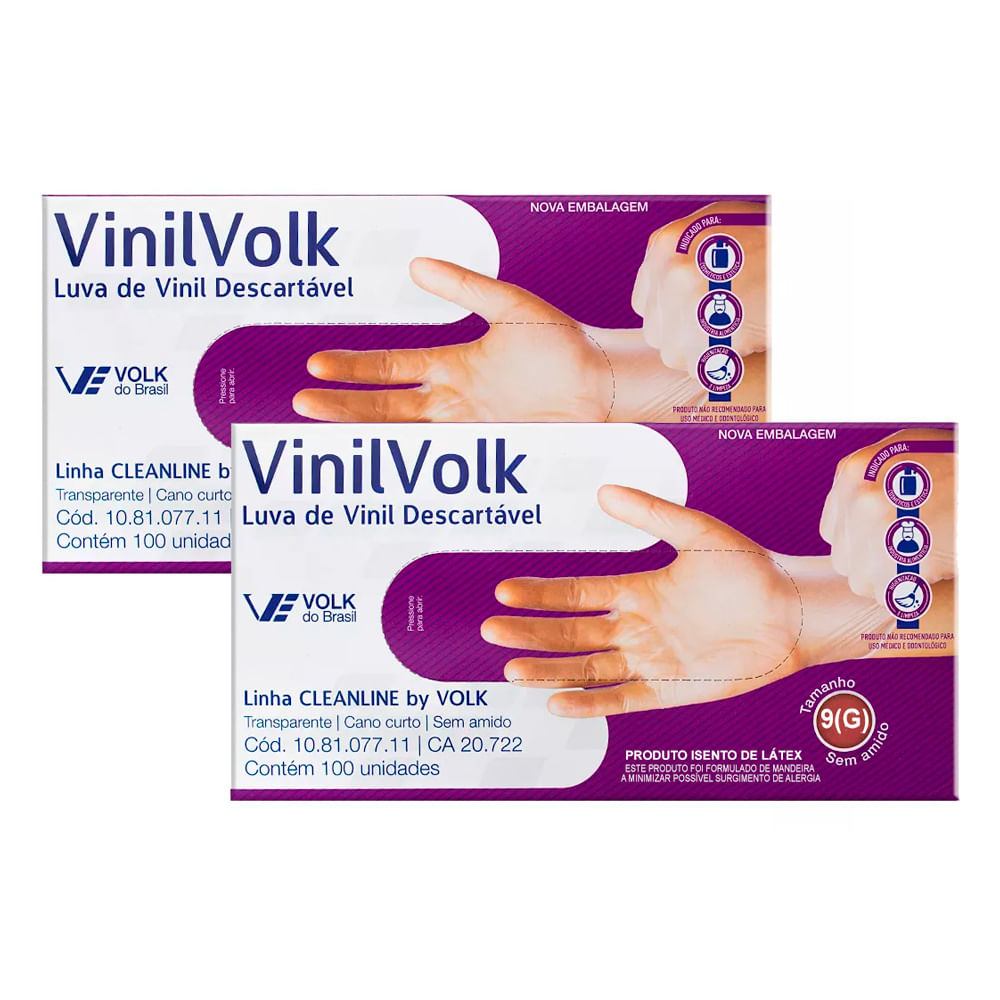 LUVA VOLK VINIL S-AMIDO G 100U